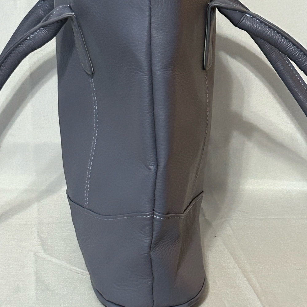 Ameri Leather Blue/Gray Leather Handbag Tote Bag,… - image 3